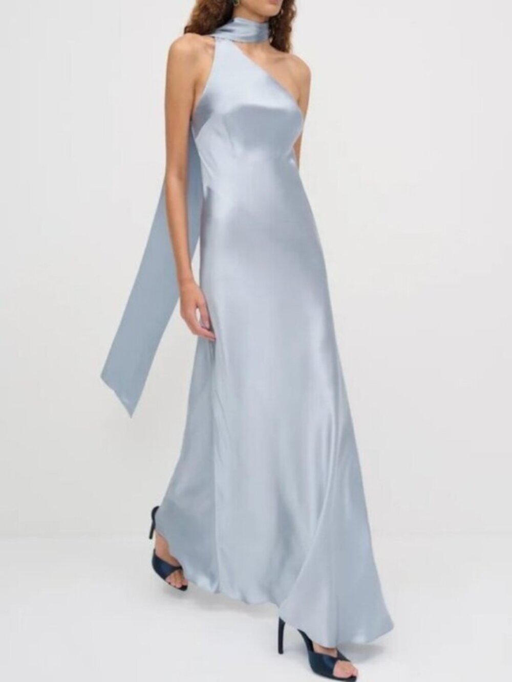 Reformation Jazzlyn Silk Dress Mineral Blue